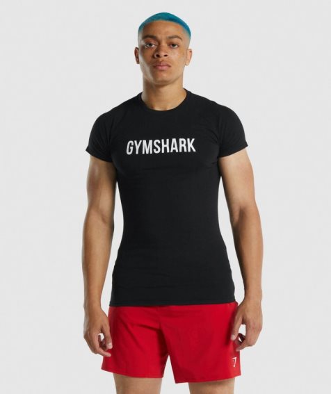 Men's Gymshark Apollo T-Shirts Black | NZ 0EFNWQ